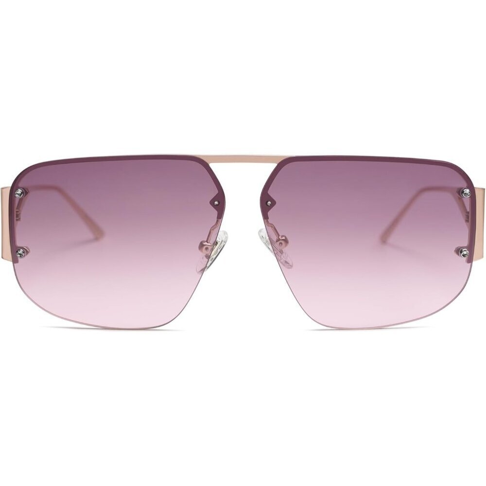 Trendy Aviator Sunglasses Mens Womens Retro Metal Rimless Purple Frame Shades